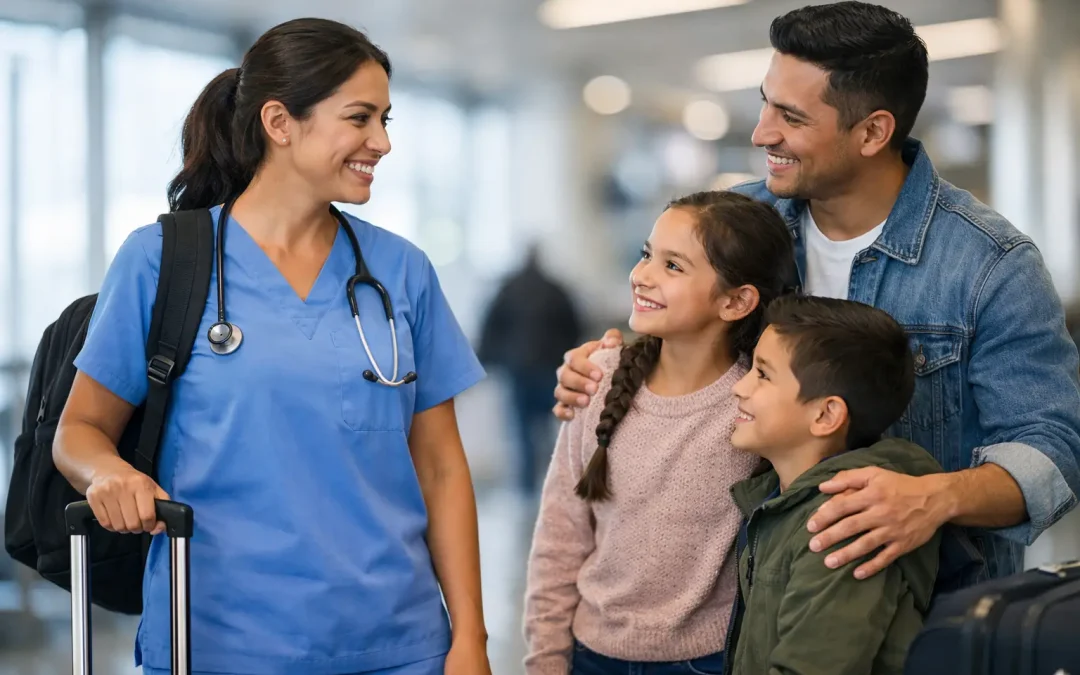 ¿Puede la familia acompañar a una enfermera migrante?